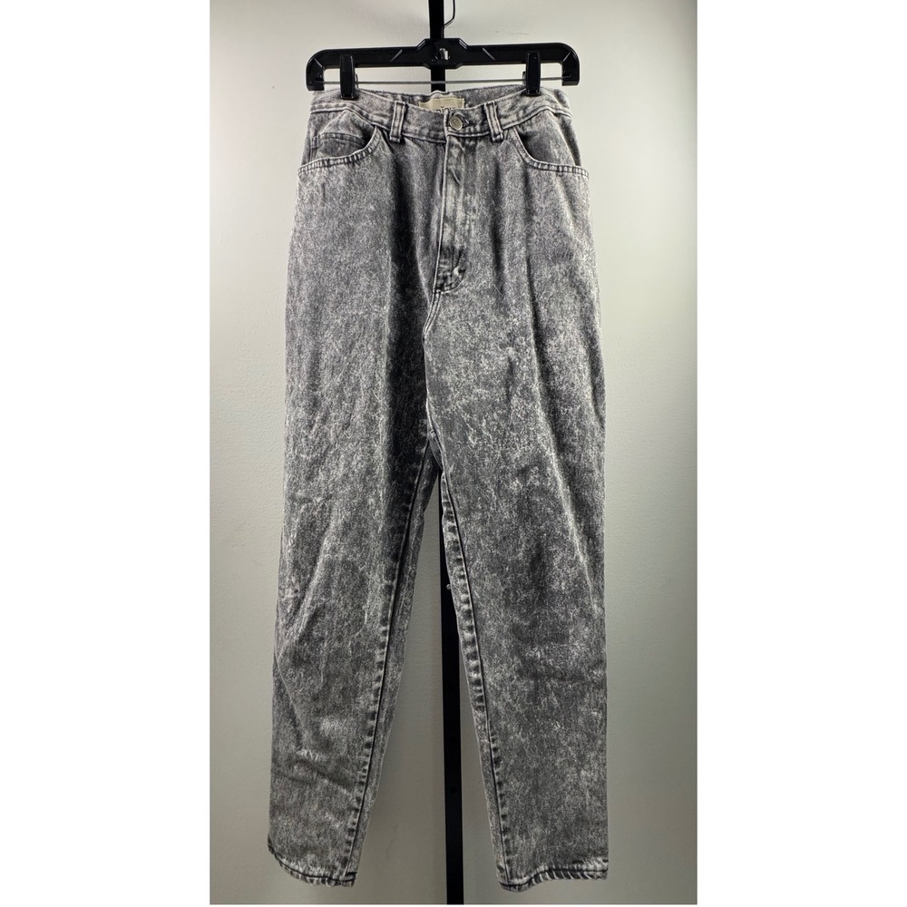 Bonjour Vintage Acid Rain Gray Jeans Size 12 High Waisted Cotton Denim Retro